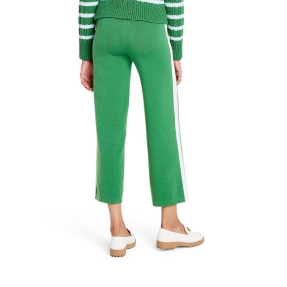 🔖 LA LIGNE x Target Cashmere Blend Sweater Pant Lounge Green White Stripe - Picture 3 of 8
